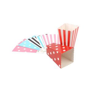 음식점 예쁜사각종이컵 일회용간식컵 빨간줄 땡땡이 깊은용기 팝콘 꼬깔형종이상자