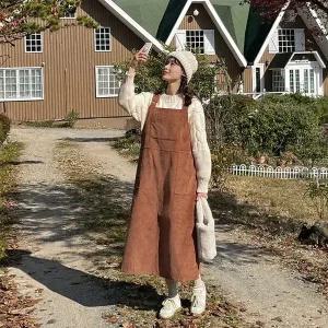 핫핑 [러블리/활용도만점] 포미드 골덴멜빵롱원피스