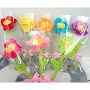 스마일꽃인형 꽃한송이 투명 꽃포장 꽃다발