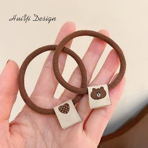 리틀베어 4P 헤어끈 곰돌이 데일리 무매듭 머리끈 헤어밴드