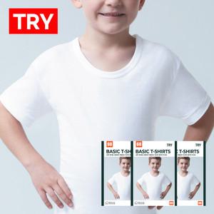 3매 트라이 면100% 아동 반팔 티셔츠 남자 주니어 순면 아이 여름 옷 try