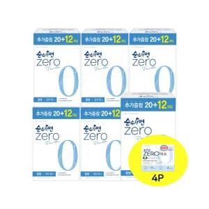 깨끗한나라 순수한면 제로 생리대 중형 32P 6팩+생리대 4P