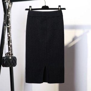 F75724 뒷트임 슬림 H라인 골지 롱 니트스커트 롱치마 롱 니트 스커트 프릴 겨울