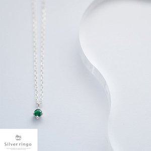 [실버링고]실버925 5월탄생석목걸이 타이니에메랄드N
