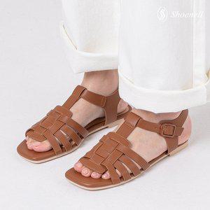 [월드컵]슈넬 아띠브 여성 데일리 위빙 짜임 가죽 버클 스트랩 데일리 샌들