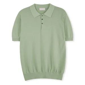 남자 여름 셀럽버튼 카라 가디건 티셔츠 린넨 반팔 니트 SG-KNH-Q010-민트