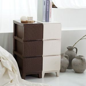 보노하우스 가든 라탄 서랍장 슬림형 3단 플라스틱 수납장