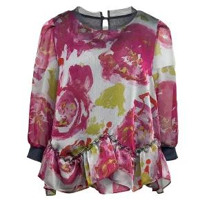 [데시데](의정부점)밑단 샤링프릴 블라우스 DOS114