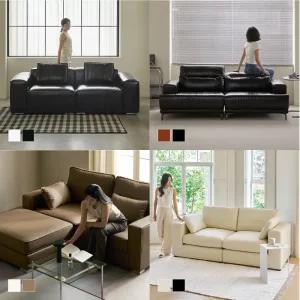 [12월 5% 최종판매가 280,310] 휴도 동백 모음전 모듈형 헤드틸팅 가죽 소파 3인 (미니쿠션 제공)