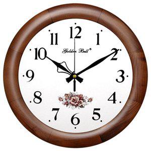 [골든벨]PM3013 무소음 원목 원형 플라워 벽시계 32cm 국산