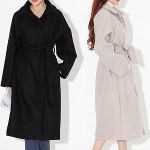 여자 겨울 모직 루즈핏 카라 클래식 롱코트_3