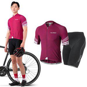 [MCN] 반팔져지+4부바지 라이딩복 자전거 의류 복장 3D와인