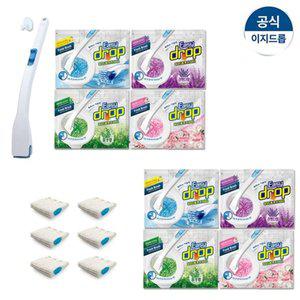 [기타]이지드롭 변기크리너 블루핸들 1개+리필 8팩(향4종)+사은품 6개입