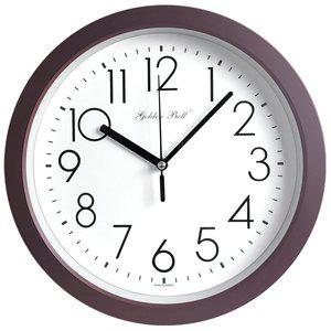 [골든벨]PM8215 무소음 원형 벽시계 28cm 브라운 제조한국