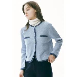 [UNIT] 재생 울 혼방 크루넥 배색 니트 가디건 [UFI4-KCA45JN]