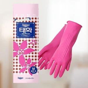 태화 짧은 중 고무장갑 M 10개/다용도/화장실/청소/주부습진/내열/설거지/설겆이/천연/생고무/김장/김치