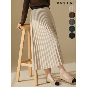 [하프클럽/바닐라비]여성 울 혼방 플리츠 밴딩 스커트