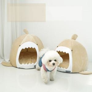 예쁜 강아지 집 파도상어 하우스 중형베이지 숨숨집 (WD9F5DB)