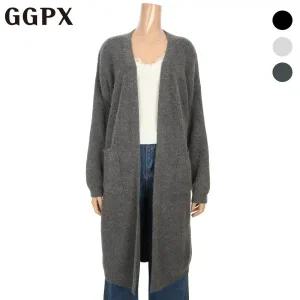[GGPX] 롱라인 포켓 노버튼 니트 가디건 (GNHKGB80F)