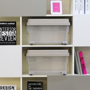 리빙박스 적층형 바퀴달린 다용도 수납 브라운 대용량 35L 적층형수납박스 의류보관 장남감수납함