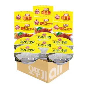 [오뚜기] 3분 햄버그스테이크 140g 3개+미트볼 150g 3개+오뚜기밥 210g 6개