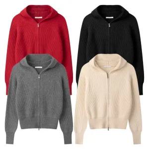 [하프클럽/]여자 스톤 하찌 골지 후드집업 가디건 점퍼 SGW-JUA-Q048-검정