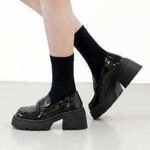 발편한 통굽 키높이 청키 여성 페니 로퍼 (7cm) 세이지