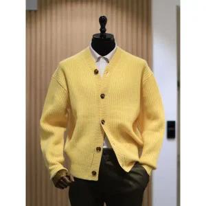 갤러리아 BON 24F/W 옐로우 숏 V넥 하찌 가디건 BN4FSW841