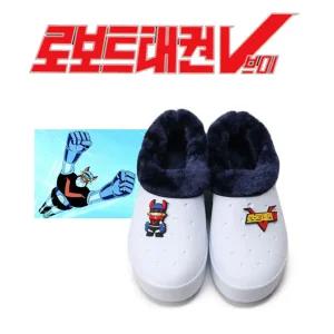 커밍 로보트 태권V 겨울 실내화 (사이즈선택)/국산/아동/털실내화/EVA/흰/학생/털신/학교/초등/어린이