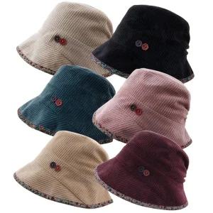 [마메든]보온 단추 골덴 벙거지 겨울 중년 여성 엄마 할머니 모자/YL97