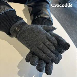 크로커다일 가죽띠 로고 스마트터치 남성 모장갑