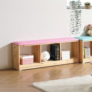 3칸 삼나무원목 책장 북벤치(소) 책꽂이 수납장 낮은책장 아동책장 소파책장