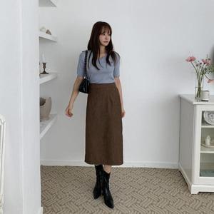 [옷자락]여자 겨울 포멀 출근룩 옆트임 밴딩 베이직 롱스커트