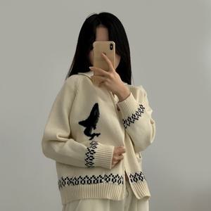 돌핀 노르딕 투웨이 카라 니트 집업3color