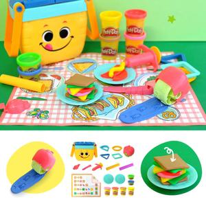 플레이도우 피크닉 바구니 세트 클레이 샌드위치 만들기 도우 점토 소풍 역할놀이 F6916