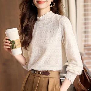 [하프클럽/]기모레이스블라우스 mde2301735