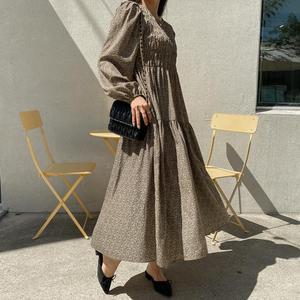 [시크릿라벨] 스모크밴딩리프패턴롱원피스