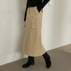 [시크릿라벨] 바스락 밴딩 포켓 카고 롱 스커트