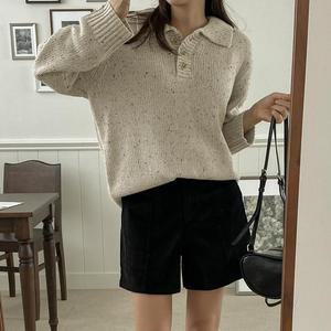 [시크릿라벨] 버튼카라넥컬러네프니트