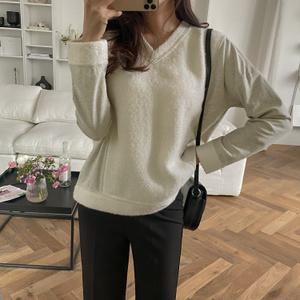 [시크릿라벨] 브이넥배색긴팔티셔츠