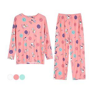 피너츠 남녀공용 홈웨어 스누피 긴팔 세트 커플 잠옷 PAP4SET09