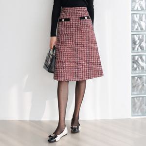 [시크라인] (~XXL까지) 오네드 트위드 스커트 겨울 A라인 미디스커트 오피스룩 하객룩 연말룩 모임룩 빅사이즈