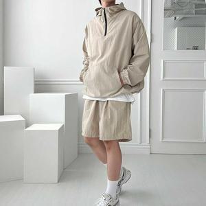 [HYIK0RVV_4B]남성 후드 반집업 긴팔 반바지 나일론재질