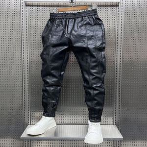오토바이가죽바지 가을 겨울 남성 플러시 벨벳 따뜻한 방풍 방수 팬츠 느슨한 작업복