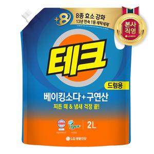 테크 베이킹소다+구연산 액체세제 드럼 리필 2L 1개