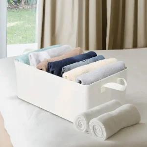 패브릭 스틸 와이어 오픈형 리빙박스 옷 수건 속옷 양말 정리 수납함 27L * 2P