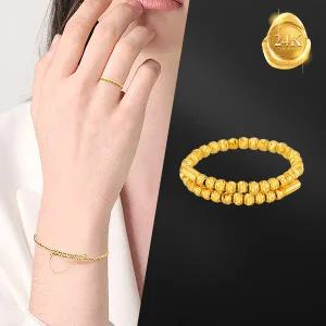 [골드피아] 24K 순금 컷팅 금볼 텐션 반지/팔찌