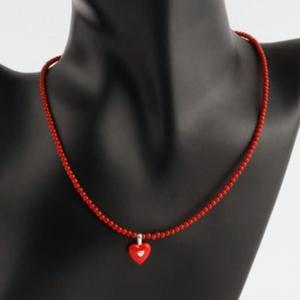 [다잇템] 여자 볼체인 실버925 코랄레드 미니하트 패션템 목걸이