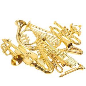 JOINPAYA 14pcs 크리스마스 미니어처 악기 모델: 아크릴 골드 트럼펫 색소폰 크리스마스 트리 걸이 장식, 축제용 장식