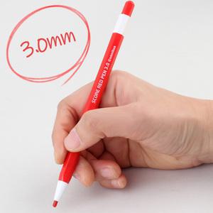 만점 채점펜 + 리필심 세트(4개)/3.0mm 빨간색 채점용 노크식 샤프식 펜